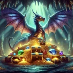 DALL·E 2024-12-30 10.14.43 - A wide illustration of a mythical dragon sitting atop a massive hoard of gold, treasure, and sparkling jewels in a dimly lit cave. The dragon has maje
