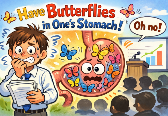 Have butterflies in one’s stomach