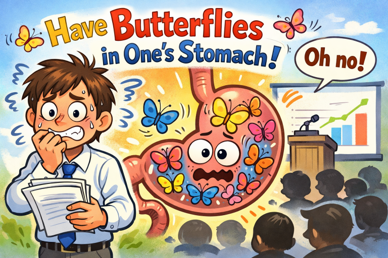 Have butterflies in one’s stomach